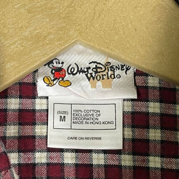 Walt Disney World Mickey Mouse Mens Checkered Short Sleeve Shirt Size‎ M Cotton - Picture 7 of 9
